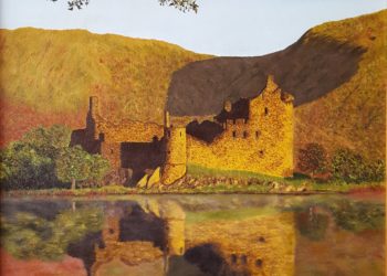 Castillo de Evening Kilchurn, en Escocia, donde se refleja este maravilloso lugar, en el cual destaca el reflejo del castillo sobre el lago Awe.