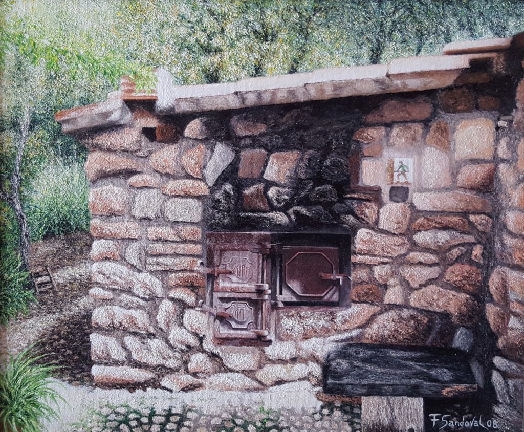 Lienzo que representa a un horno de leña situado en el cortijo Arroyo Coladillos en Cotillas, en plena sierra del Segura.