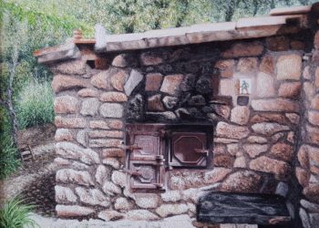 Lienzo que representa a un horno de leña situado en el cortijo Arroyo Coladillos en Cotillas, en plena sierra del Segura.